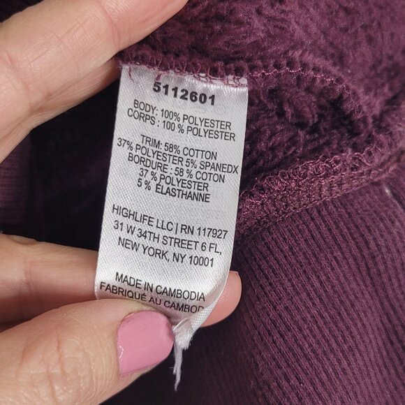GAIAM Purple Maroon Long Sleeve Cozy Crew Neck Pullover Fleece Sweatshirt Medium - Picture 8 of 13